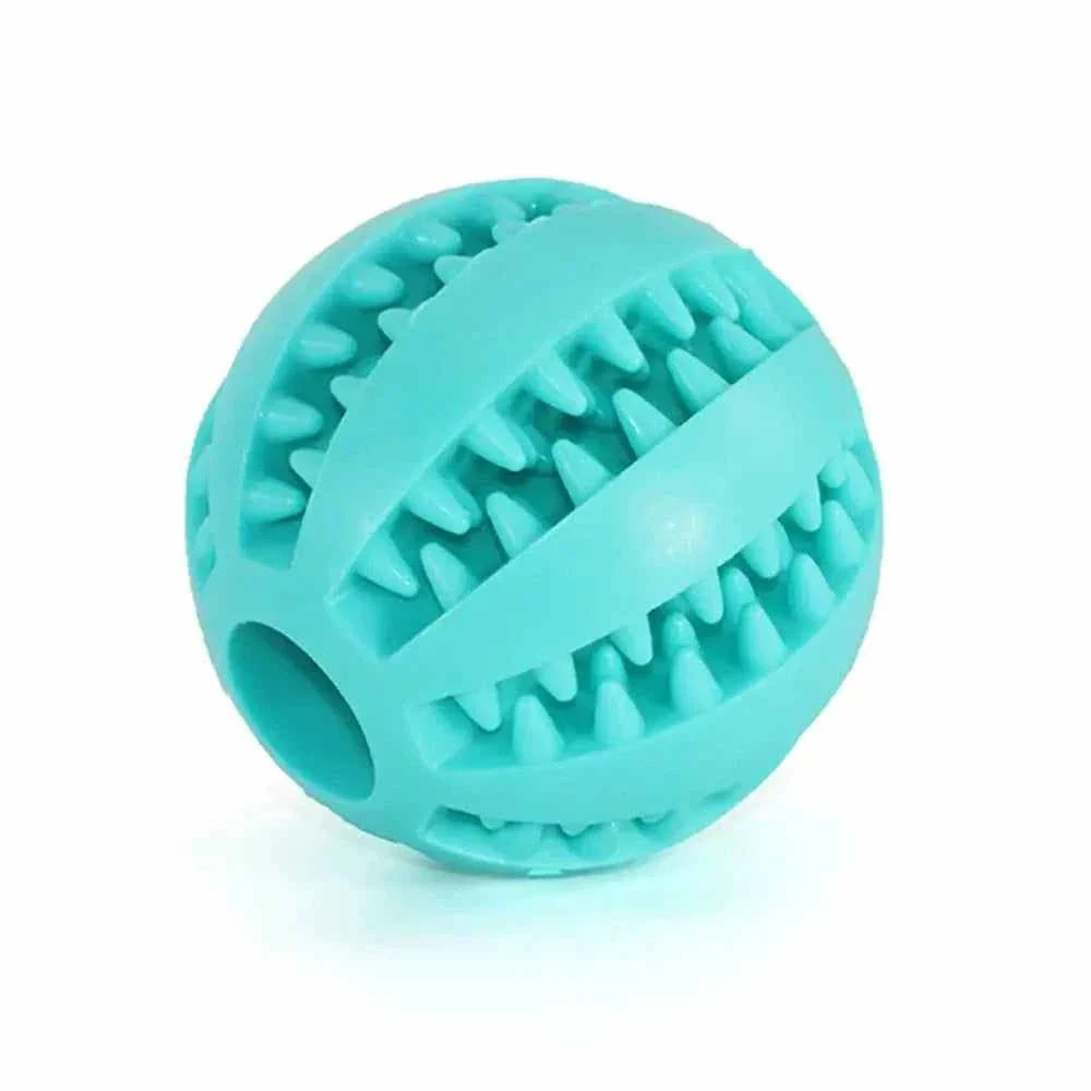 Blue textured interactive toy ball for pet play and chewing
