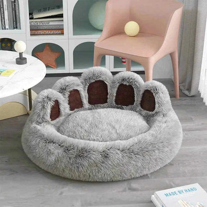 Cat sleeping on Long Plush Cat Bed, cozy and soft design