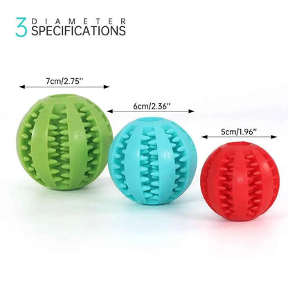 Set of three colorful interactive toy balls for pets with textured surfaces and varying diameters for durable, engaging play and fetching exercises