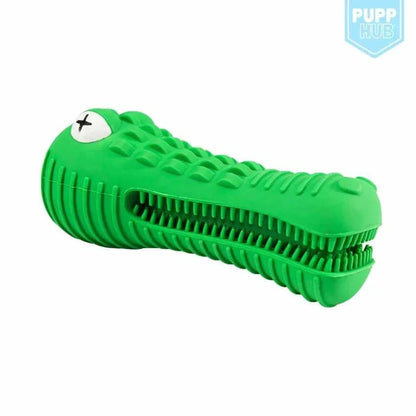 Green crocodile-shaped durable dog chew toy for dental health and gum cleaning Croc Dental Chew