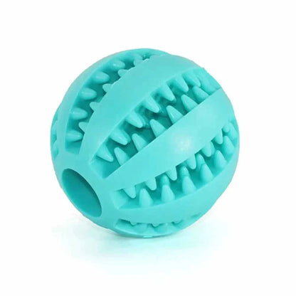 Blue textured interactive toy ball for pet play and chewing